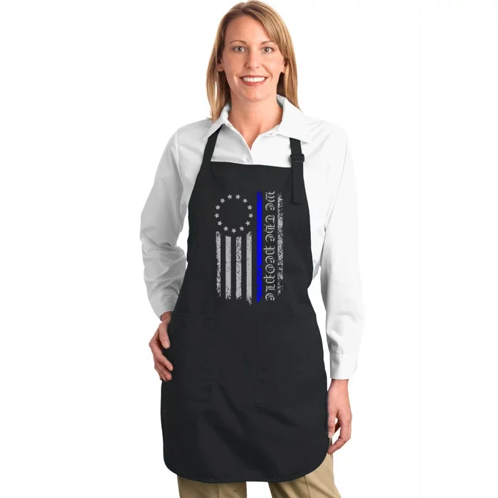 We The People Thin Blue Line Betsy Rose Full-Length Apron With Pocket