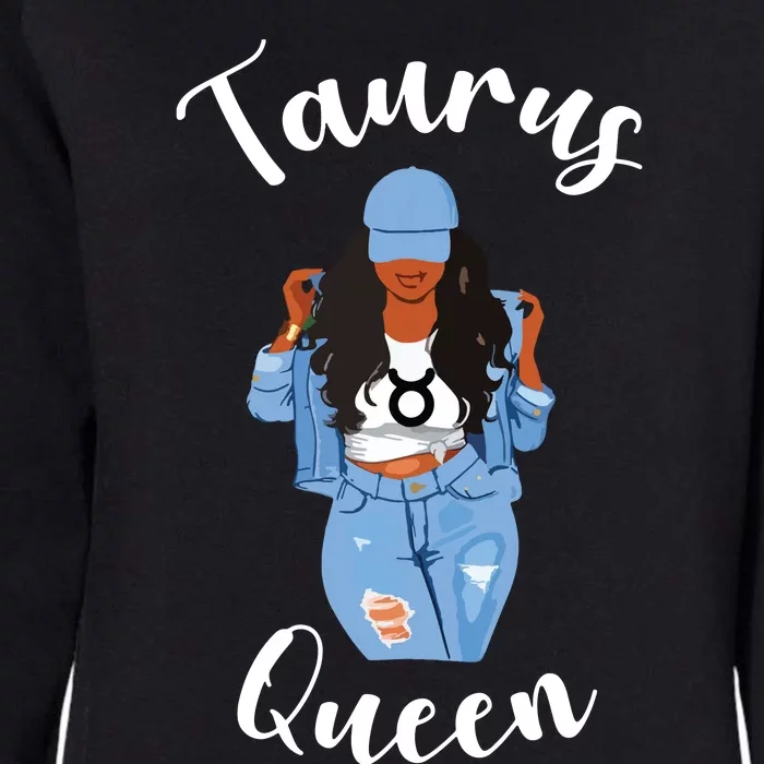 Womens Taurus Queen African American Black Womens Zodiac Birthday Womens California Wash Sweatshirt