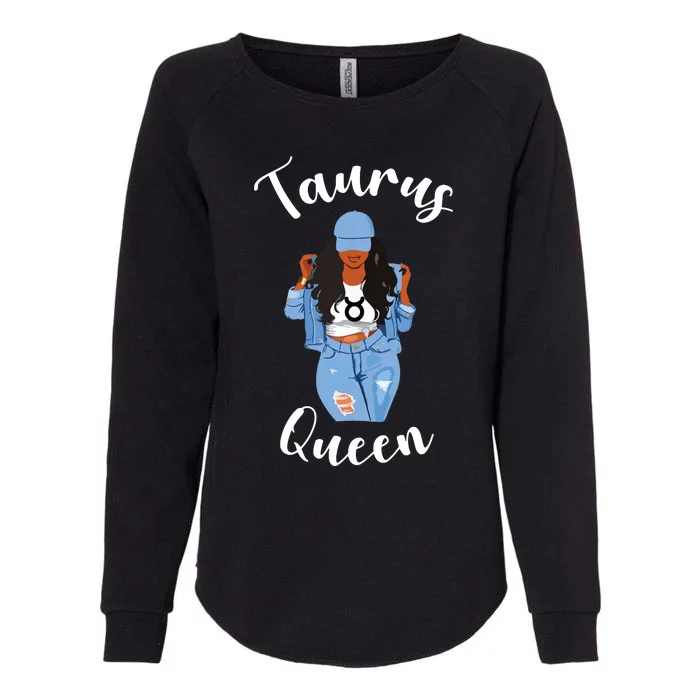 Womens Taurus Queen African American Black Womens Zodiac Birthday Womens California Wash Sweatshirt