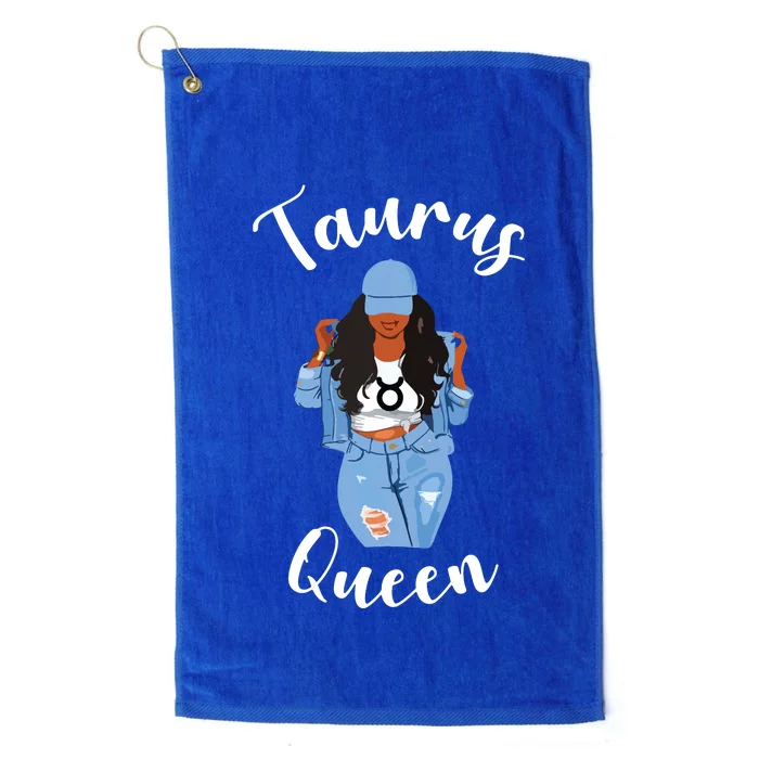 Womens Taurus Queen African American Black Womens Zodiac Birthday Platinum Collection Golf Towel