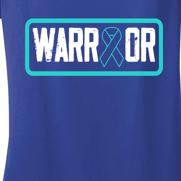 Warrior Teal Ribbon Ptsd Awareness Support Gift Women's V-Neck T-Shirt