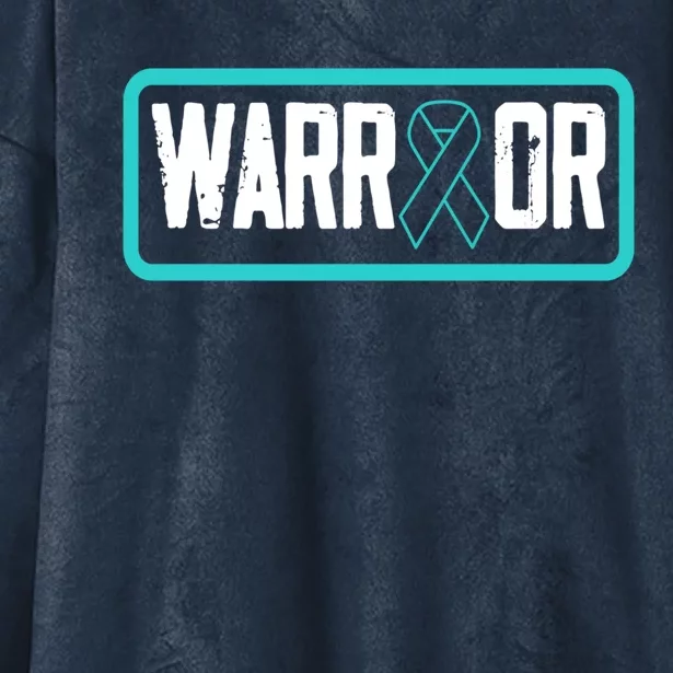 Warrior Teal Ribbon Ptsd Awareness Support Gift Hooded Wearable Blanket