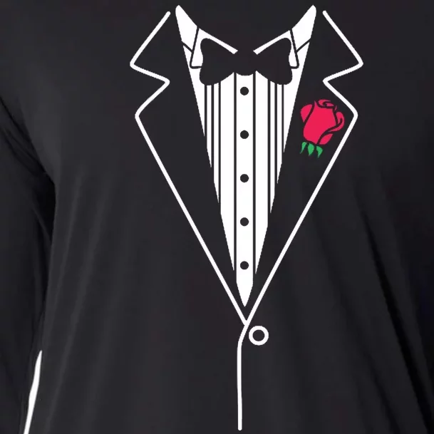 Wedding Tuxedo Red Rose Suit Cooling Performance Long Sleeve Crew