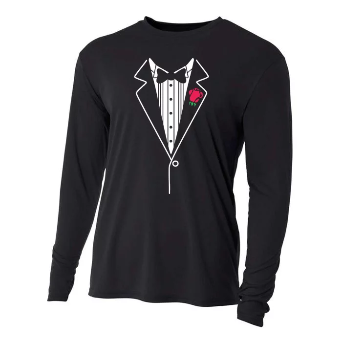 Wedding Tuxedo Red Rose Suit Cooling Performance Long Sleeve Crew