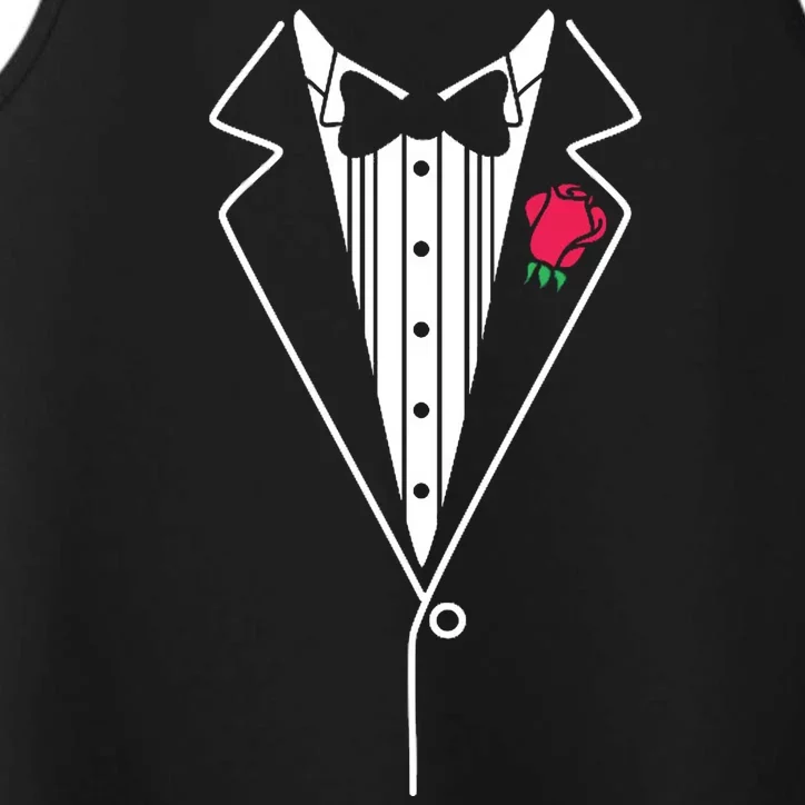 Wedding Tuxedo Red Rose Suit Performance Tank