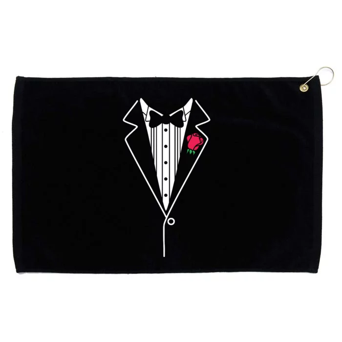 Wedding Tuxedo Red Rose Suit Grommeted Golf Towel