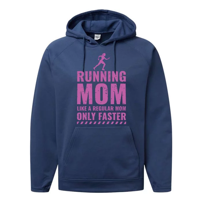 Womens Trail Runner Funny Fitness Running Marathon Mom Mothers Day Performance Fleece Hoodie