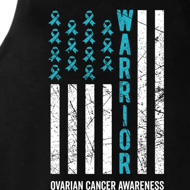 Warrior Teal Ribbon Ovarian Cancer Awareness Gift Ladies Tri-Blend Wicking Tank