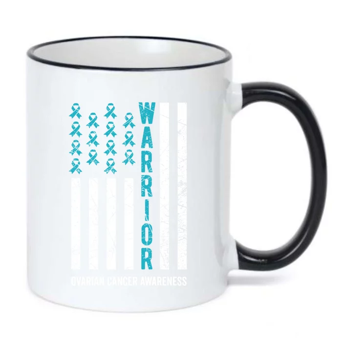 Warrior Teal Ribbon Ovarian Cancer Awareness Gift Black Color Changing Mug