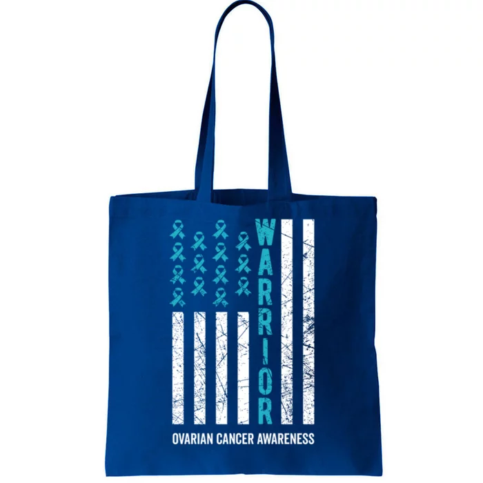 Warrior Teal Ribbon Ovarian Cancer Awareness Gift Tote Bag