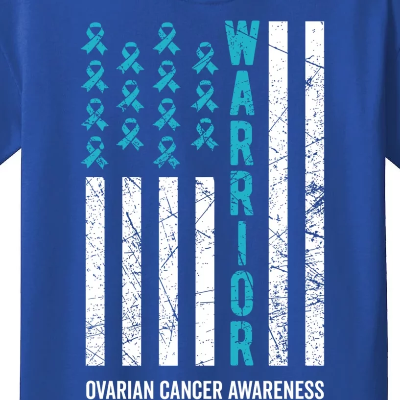 Warrior Teal Ribbon Ovarian Cancer Awareness Gift Kids T-Shirt