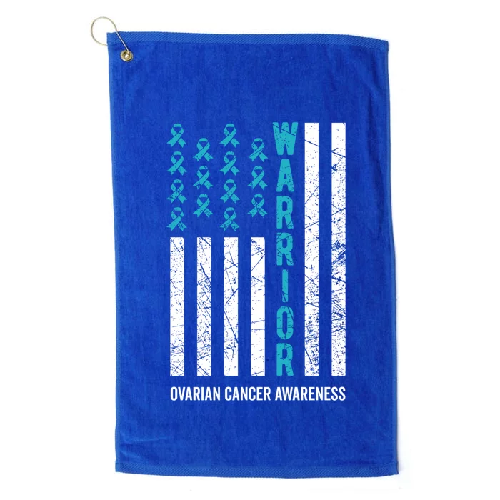 Warrior Teal Ribbon Ovarian Cancer Awareness Gift Platinum Collection Golf Towel