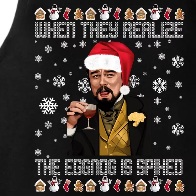 When They Realize The Eggnog Is Spiked Funny Christmas Ladies Tri-Blend Wicking Tank