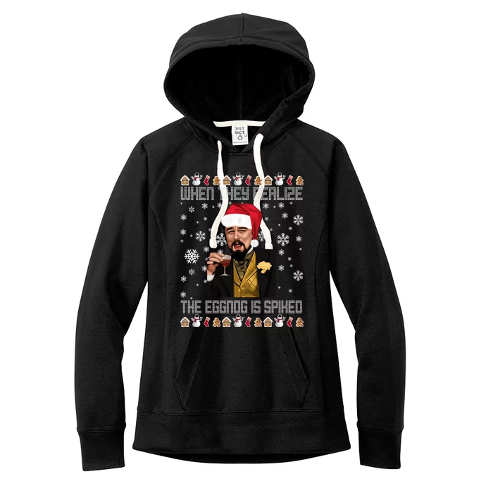 When They Realize The Eggnog Is Spiked Funny Christmas Women's Fleece Hoodie