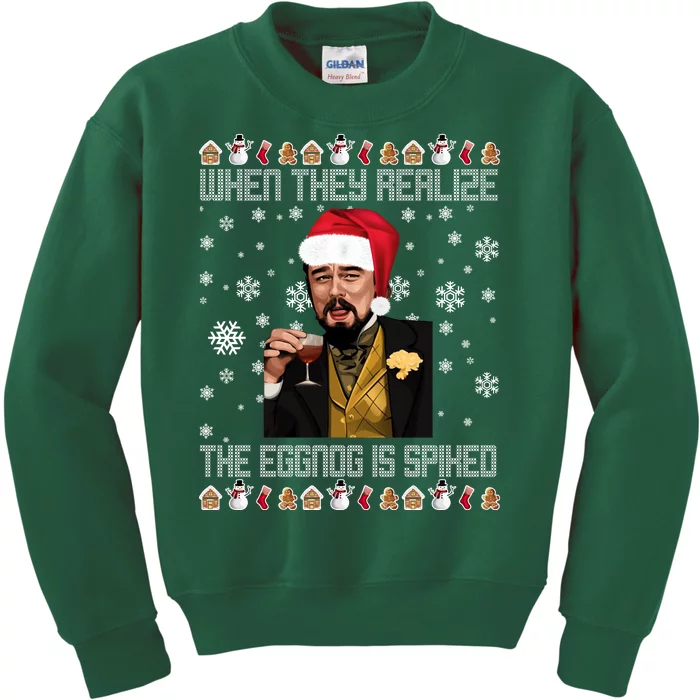 When They Realize The Eggnog Is Spiked Funny Christmas Kids Sweatshirt