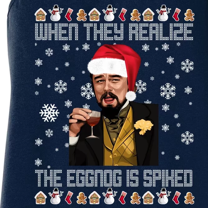 When They Realize The Eggnog Is Spiked Funny Christmas Women's Racerback Tank