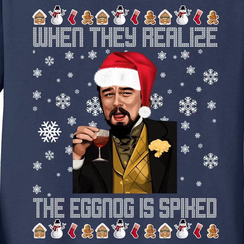 When They Realize The Eggnog Is Spiked Funny Christmas Kids Long Sleeve Shirt