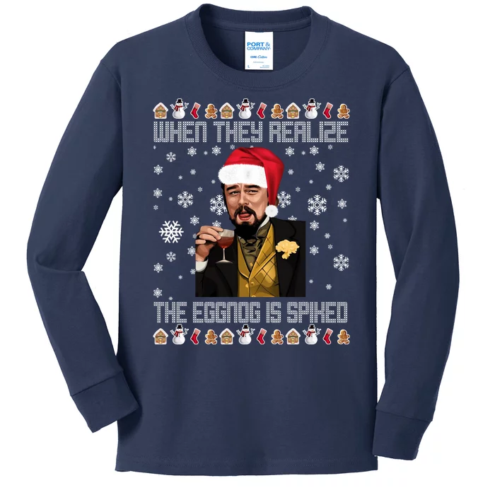 When They Realize The Eggnog Is Spiked Funny Christmas Kids Long Sleeve Shirt