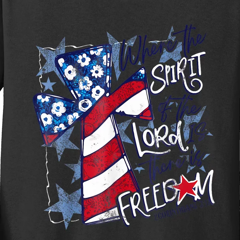 Where The Spirit Of The Lord Is There Is Freedom Kids Long Sleeve Shirt