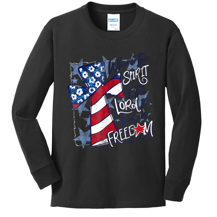 Where The Spirit Of The Lord Is There Is Freedom Kids Long Sleeve Shirt