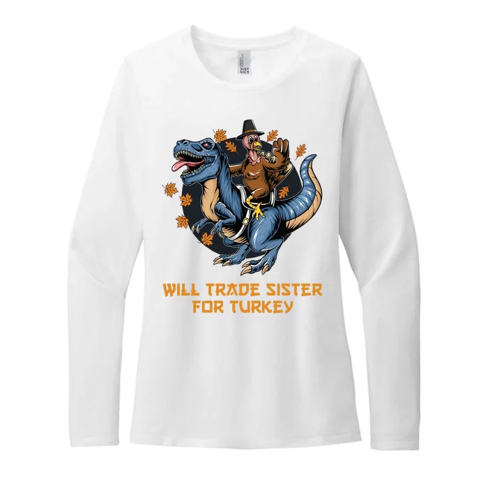 Will Trade Sister For Turkey Thanksgiving Womens CVC Long Sleeve Shirt