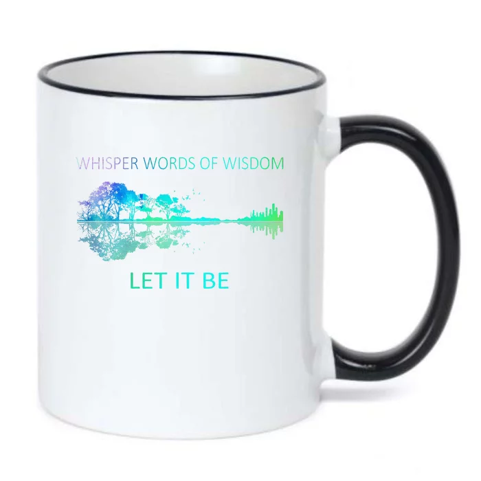 Watercolor Tree Sky There Will Be An Answer Letit Be Guitar Small Black Color Changing Mug