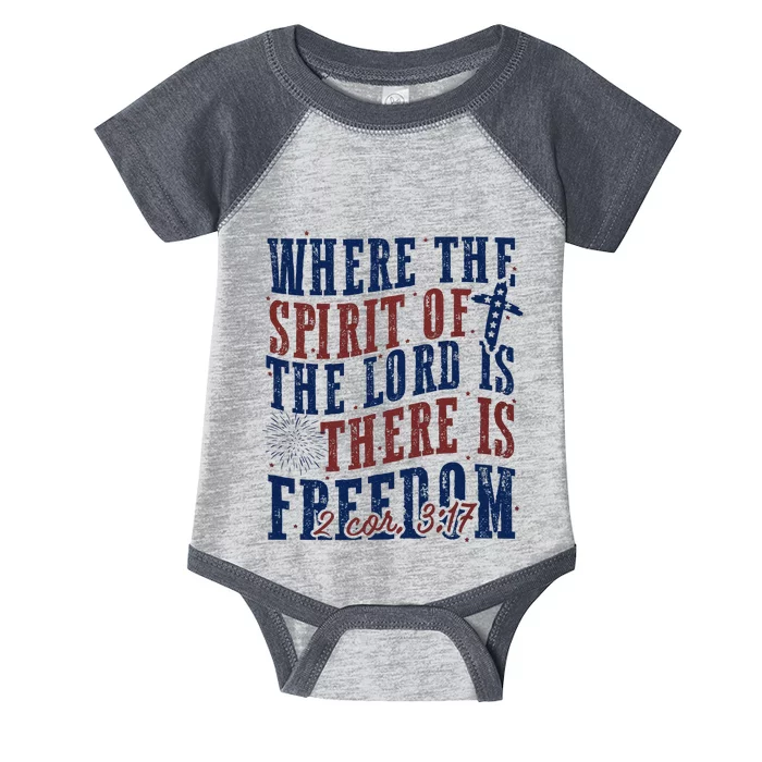 Where The Spirit Of The Lord Christian 4th Of July Infant Baby Jersey Bodysuit