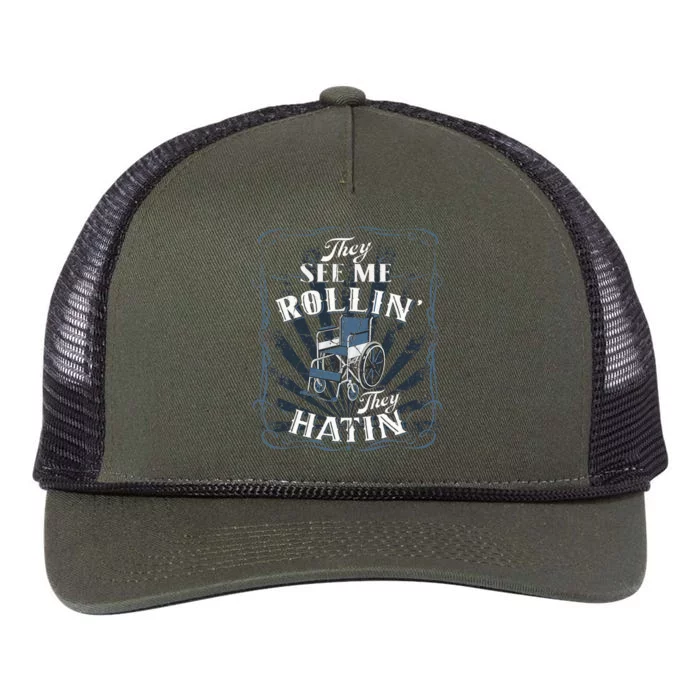 Wheelchair They See Me Rollin They Hatin Retro Rope Trucker Hat Cap