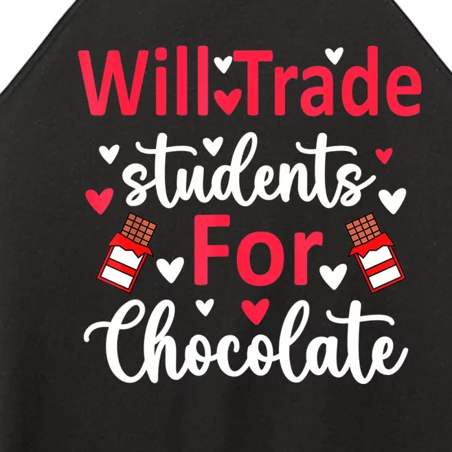 Will Trade Students For Chocolate Teacher Valentines Women’s Perfect Tri Rocker Tank