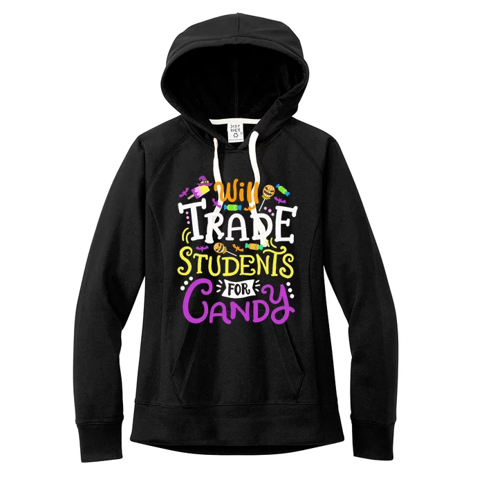 Will Trade Students For Candy Teacher Cute Halloween Costume Women's Fleece Hoodie