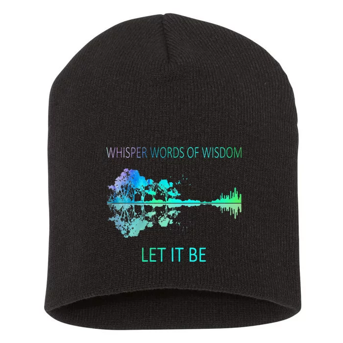 Watercolor Tree Sky There Will Be An Answer LetIt Be Guitar Short Acrylic Beanie