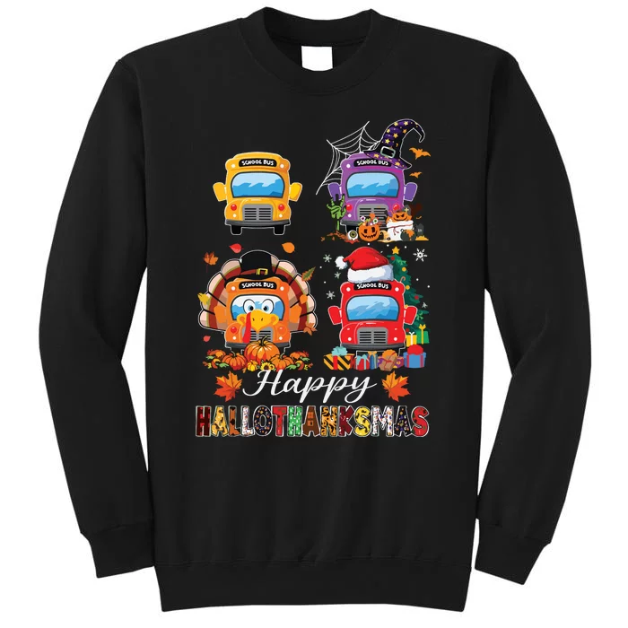 Witch Turkey Santa School Buses Happy Hallothanksmas Boy Sweatshirt