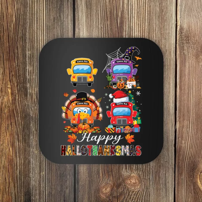 Witch Turkey Santa School Buses Happy Hallothanksmas Boy Coaster