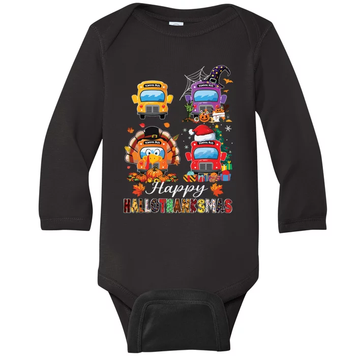 Witch Turkey Santa School Buses Happy Hallothanksmas Boy Baby Long Sleeve Bodysuit