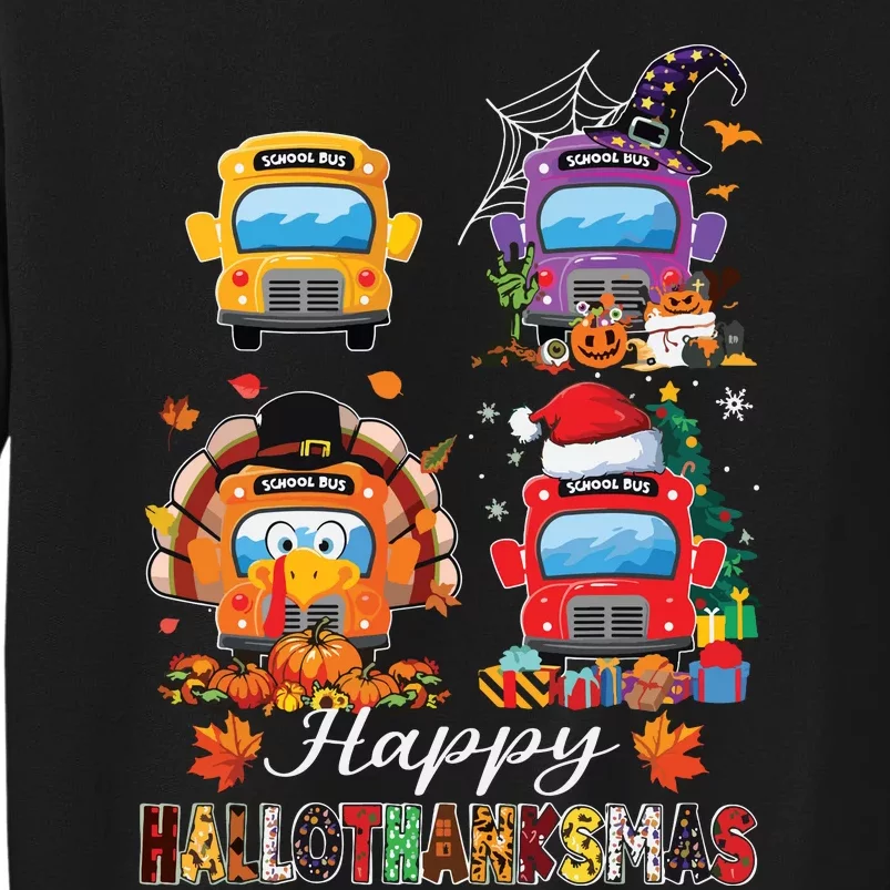 Witch Turkey Santa School Buses Happy Hallothanksmas Boy Tall Sweatshirt