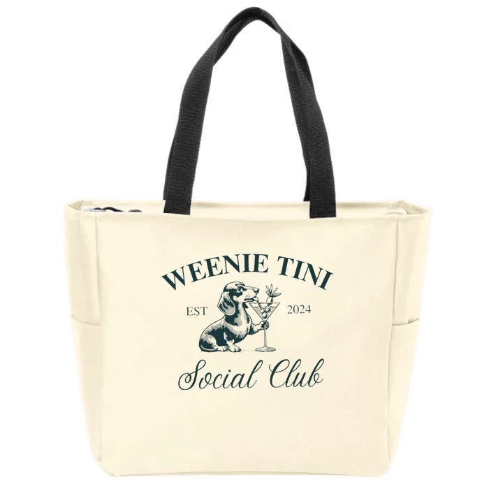 Weenie Tini Social Club Dachshund Weiner Dog Zip Tote Bag