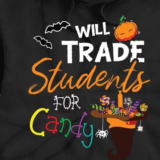 Will Trade Students For Candy Halloween Costume Teacher Tie Dye Hoodie