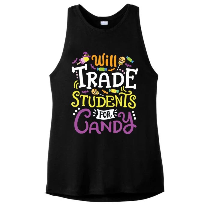 Will Trade Students For Candy Teacher Cute Halloween Costume Ladies Tri-Blend Wicking Tank