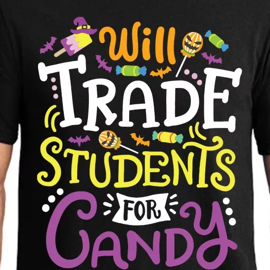 Will Trade Students For Candy Teacher Cute Halloween Costume Pajama Set