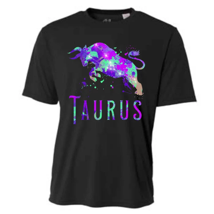 Watercolor Taurus Symbol Zodiac Sign Astrology Horoscope Cooling Performance Crew T-Shirt