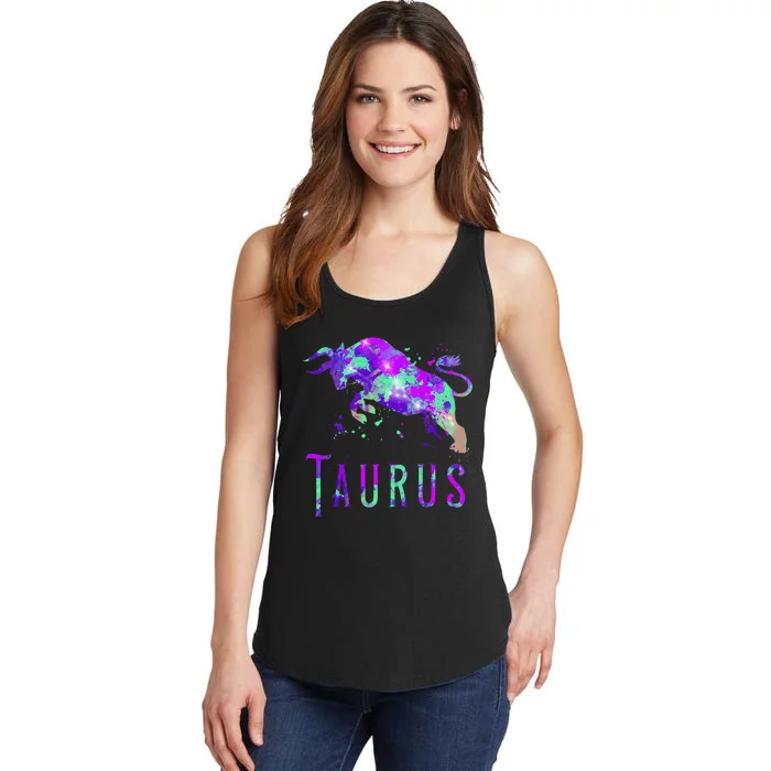 Watercolor Taurus Symbol Zodiac Sign Astrology Horoscope Ladies Essential Tank