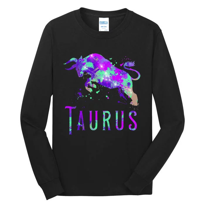 Watercolor Taurus Symbol Zodiac Sign Astrology Horoscope Tall Long Sleeve T-Shirt