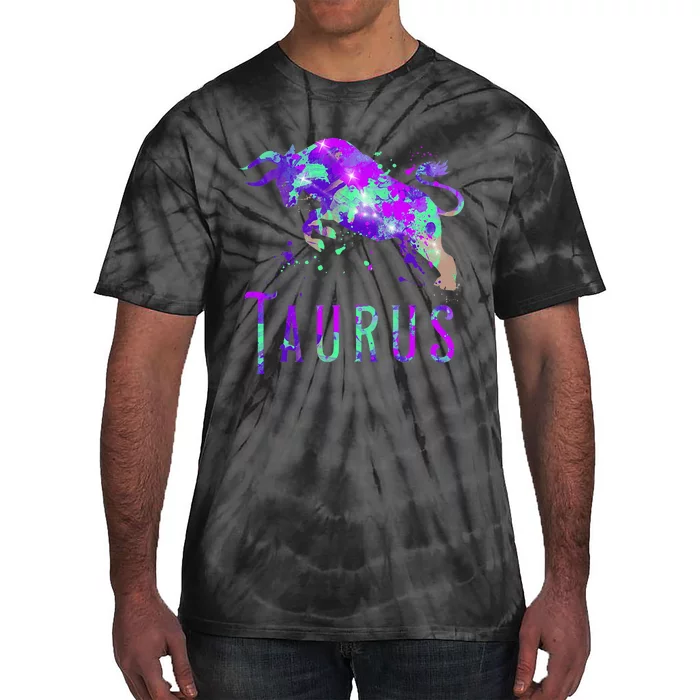 Watercolor Taurus Symbol Zodiac Sign Astrology Horoscope Tie-Dye T-Shirt