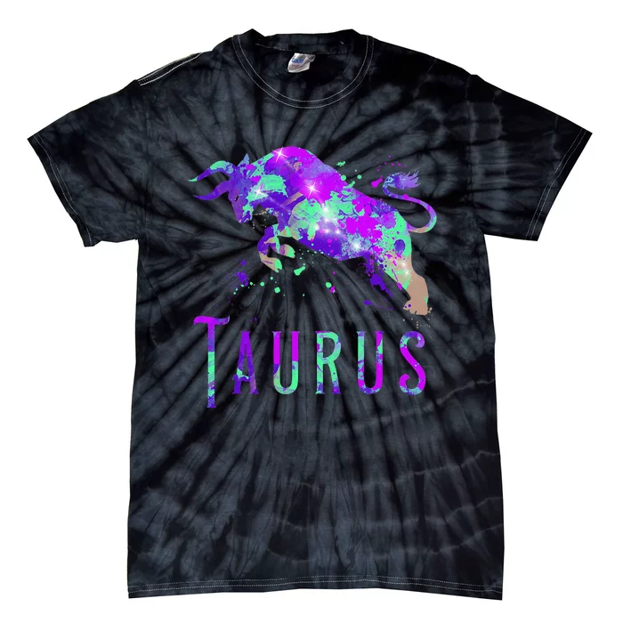 Watercolor Taurus Symbol Zodiac Sign Astrology Horoscope Tie-Dye T-Shirt