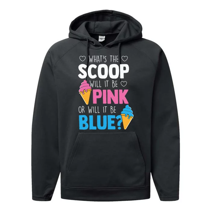 Whats The Scoop Funny Gender Reveal Party Team Blue Performance Fleece Hoodie