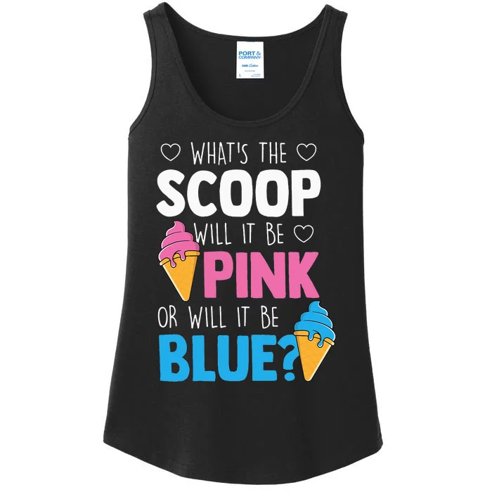 Whats The Scoop Funny Gender Reveal Party Team Blue Ladies Essential Tank