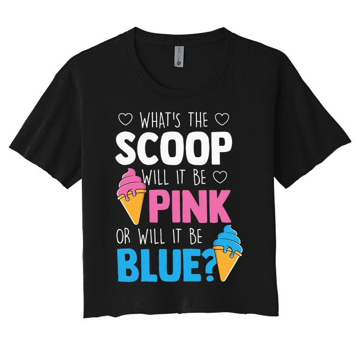 Whats The Scoop Funny Gender Reveal Party Team Blue Women's Crop Top Tee