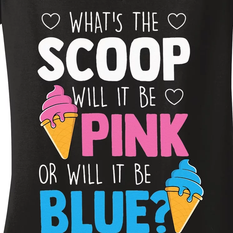 Whats The Scoop Funny Gender Reveal Party Team Blue Women's V-Neck T-Shirt