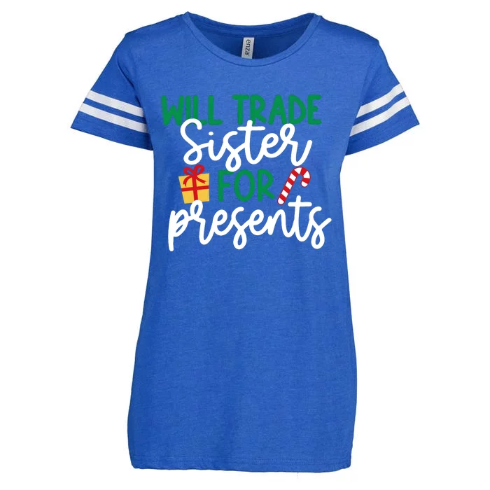 Will Trade Sister For Presents Christmas Crew Funny Family Matching Enza Ladies Jersey Football T-Shirt