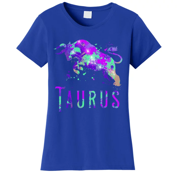 Watercolor Taurus Symbol Zodiac Sign Astrology Horoscope Women's T-Shirt